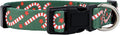 Native Pup Christmas Dog Collar- Winter Holiday Collars for Pets- Xmas Gift for Puppy- Santa, Reindeer, Snowman, Candy Cane, Red Green- Girl Boy- Small, Medium, Large Breeds (Candy Cane, Medium)