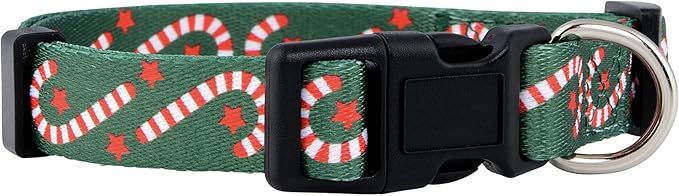 Native Pup Christmas Dog Collar- Winter Holiday Collars for Pets- Xmas Gift for Puppy- Santa, Reindeer, Snowman, Candy Cane, Red Green- Girl Boy- Small, Medium, Large Breeds (Candy Cane, Medium)