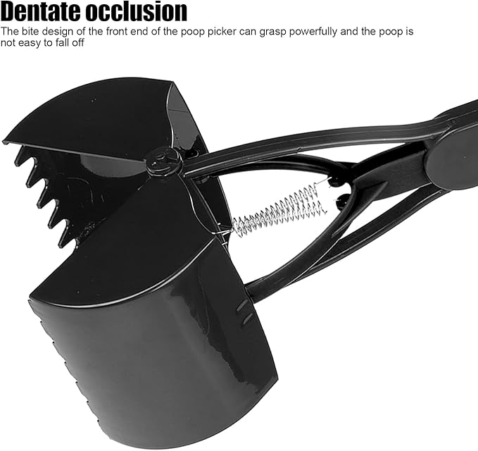 Pet Pooper Scooper, Long Handle Folding Poop Scoop, Stable Jaw Scoop Easy for Small Pet Poop, Pick Up Animal Waste Dog Puppy Cat Waste Picker Cleaning Tools Outdoor Dog Pooper Scooper(All Black)