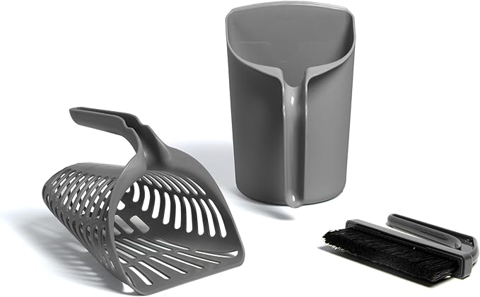 Kitty City Infinity Cat Litter Scoop with Holder – Non-Stick Aluminum Litter Sifter & Deep Shovel, Ergonomic Handle, Easy Clean Poop Scooper for Cats