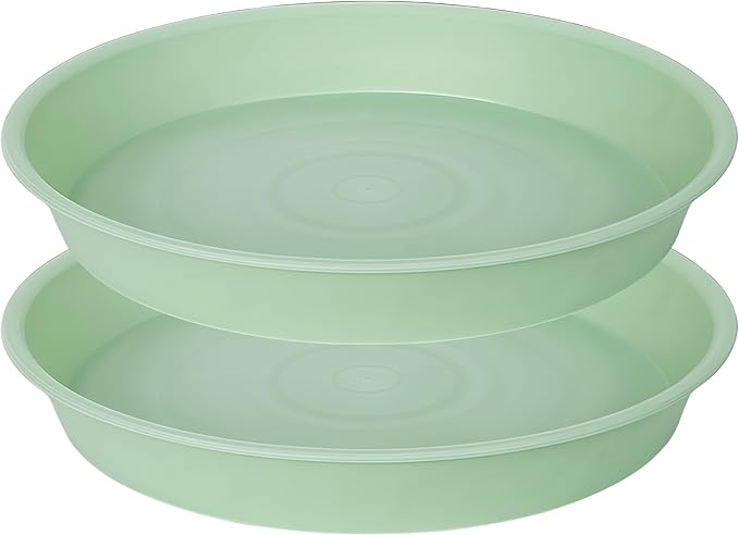 2 Pack of Bird Bath Bowl 12", 1.6" Depth, 10 12 inch Birdbath Bowls Dish Only for The Garden, Large Plant Saucer (12", Light Green)