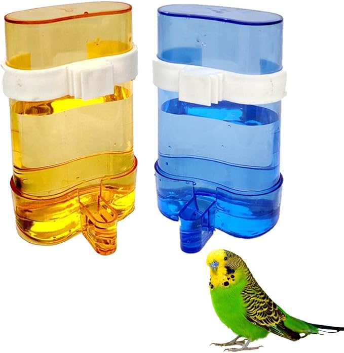 Parakeet Water Dispenser Parrot Water Feeder Bird Seed Container for Cage Cockatiel Cage Accessories Automatic Feeding for Budgies Finch Small Birds 2pcs