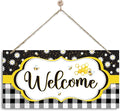 Daisy and Bee Welcome Sign, Rustic Daisy Summer Welcome Sign for Front Door, Farmhouse Home Porch Garden Yard Decor, Rustic Contemporary Farmhouse Wall Decor