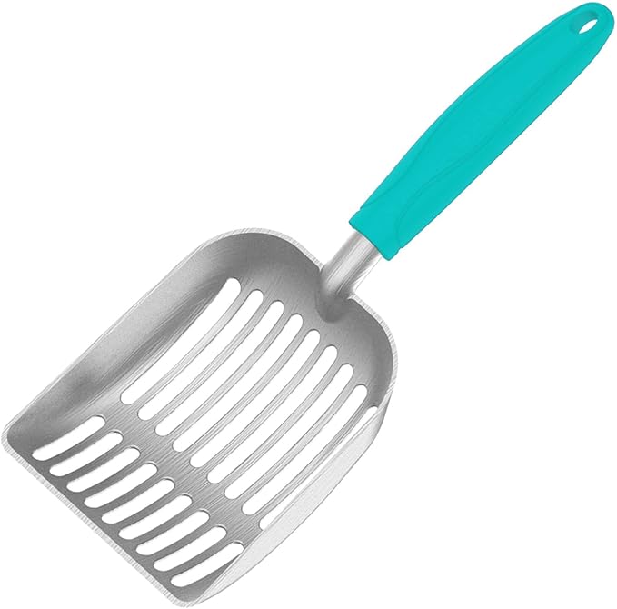 Cat Litter Scoop, Kitty Metal Scooper, Aluminum Alloy Sifter, Kitten Pooper Lifter, Deep Shovel, Long Handle, Poop Sifting, Durable, Heavy Duty, for Litter Box