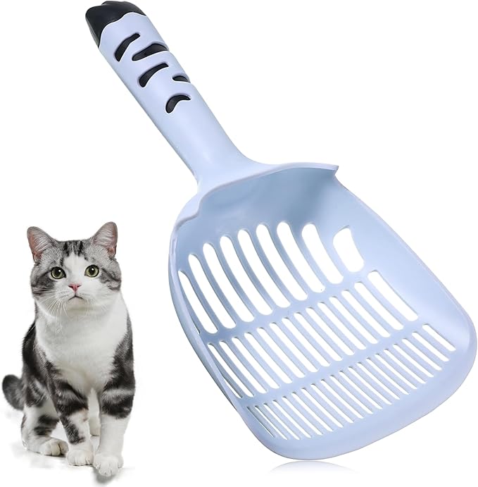 Cat Litter Scoop, Cat Scooper for Litter Box Cats and Dog Poop Collector Plastic Kitty Litters Scoop Deep Shovel with Thin Sifting Holes for Home Litters Box