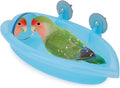 Hypeety Bird Bath with Mirror Portable Bird Bath Bird Bathroom for Pet Parrots Bathing Tub Bath Box Bird Shower Bathtub Accessories (Blue-Bird Bathtub with Mirror)