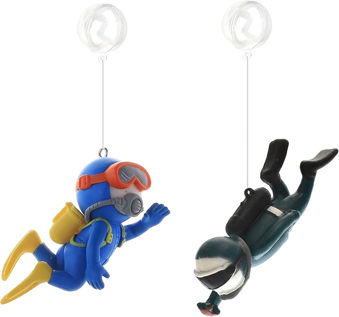 2-Pack Cute Little Diver Fish Tank Decorations Aquarium Decoration Floating Aquarium Accessories Fish Playmate for Fish Tank Suitable for All Kinds of Fish and Fish Tanks Swimming Pool
