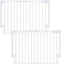 Cumbor 2 Pack 29.2-43" No Bottom Bar Baby Gate for Stairs, 2-in-1 Auto Close Dog Gate Indoor, Hardware Mounted Pet Gate for Doorways with Large Walk Thru Door, Child-Proof Safety Gate for Kids (White)