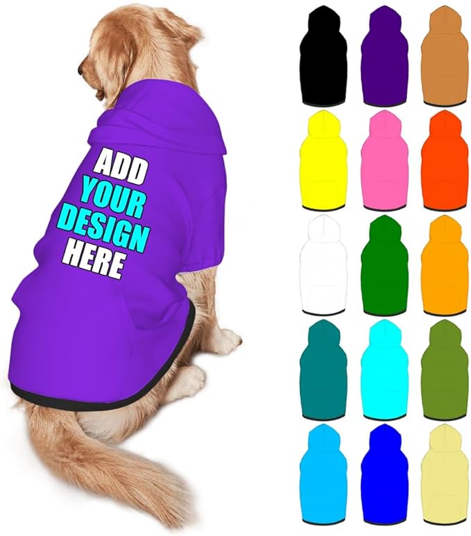 Custom Dog Hoodie Personalized Photo Text Logo Name Dog Clothes, Soft & Warm for Puppy Sweatshirt Hooded for Small Medium Large Dogs Girl/Boy Cats/Kitten, BlueViolet, M