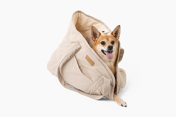Plush Dog Purse Carrier for Small Dogs, Soft Dog Tote Bag with Safety Harness Clip, Cozy Pet Carrier for Dogs Under 15 lbs, Comfortable Dog Shoulder Carrier for Travel, White