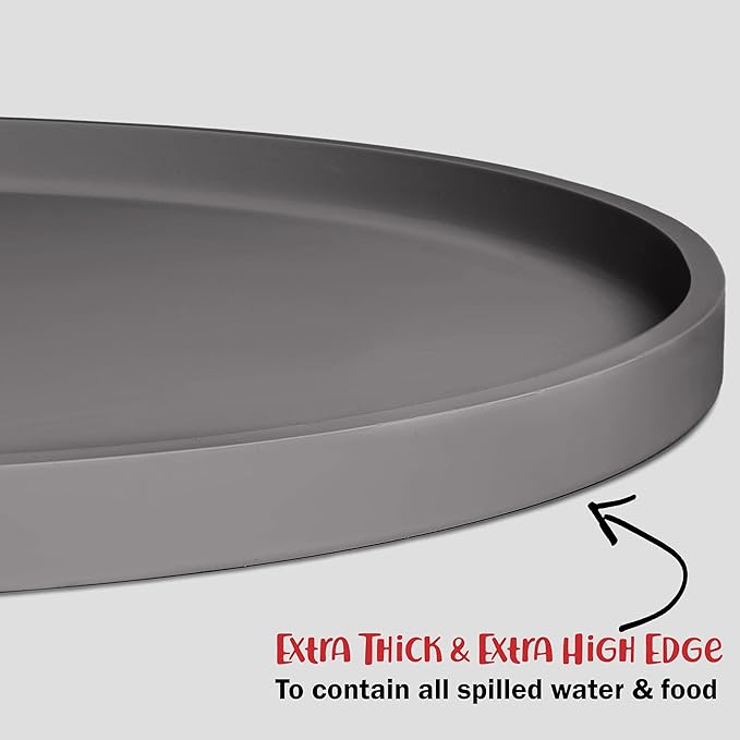 DogBuddy Dog Food Mat - Waterproof Dog Bowl Mat, Silicone Pet Mat for Food and Water Bowls, Nonslip Pet Feeding Mat with Edges, Dogs Food Mats for Floors, Puppy Supplies (Large, Gray)