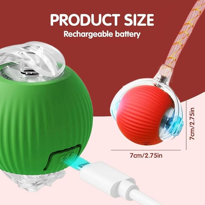 2 PCS Interactive Cat Toy Rolling Ball with Tail Chewie Viral Dog Ball, Smart Automatic Rolling Pet Balls,Automatic Moving Electric Cat Toy