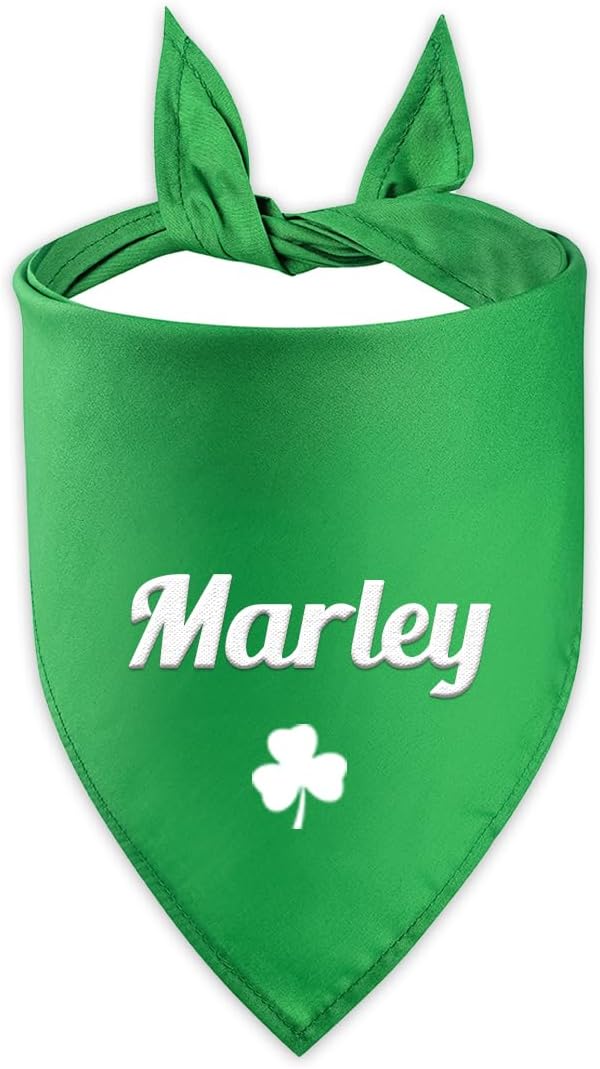 St. Patrick's Day Personalized Dog Bandana Embroidered Name Custom Neckwear Dog Scarf for Small Medium Large Dogs Cats Pets Birthday Gift