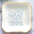 Personalized Locket Wedding Ring Dish, Custom Initial Engaged Rings Holder, Custom Wedding Jewelry Tray, Married Trinket Dishs, Engagement Party Keepsake Gifts for Newly Engaged Couple