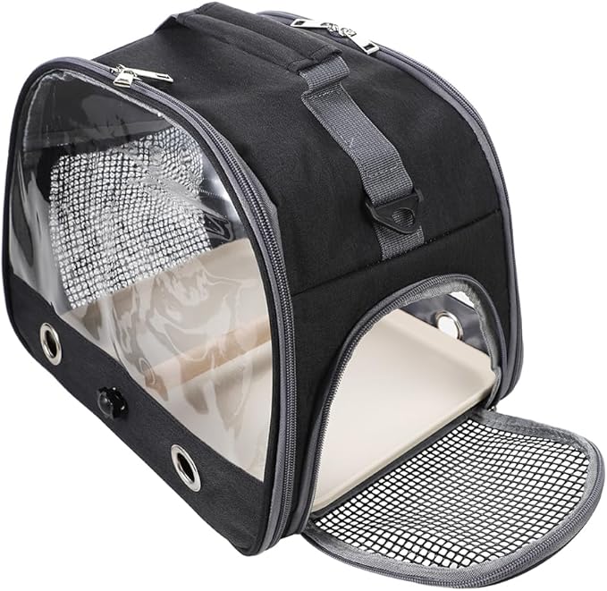 Bird Travel Carrier Portable Parrot Carry Transport Bag with Stand Perch and Tray Breathable Travel Cage for Cockatiel Parakeet Small Bird