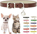 Brown XS Dog Collar with Bell, Soft Pu Leather Cat Collars Adjustable Buckle for XXS Extra Small Medium Tiny Female Male Boys Girls Pets Puppy Kitten Teacup Yorkie X-Small