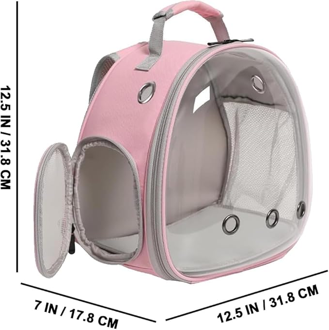 Bearded Dragon Carrier Backpack with Security Printing Harness Set, Reptile Lizard Travel Carrier (Pink, Security Harness)