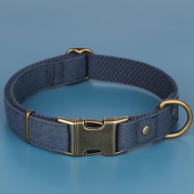PET ARTIST Dog Collar for Large Dogs, Soft Padded Premium Nylon Dog Collar with Quick Release Metal Buckle, Durable & Adjustable Pet Collars for Boy Gifts, Blue, L (Fit 15-22")