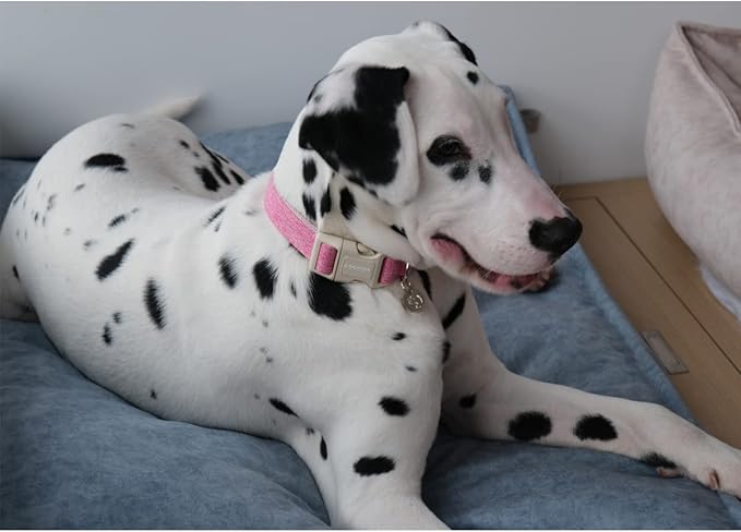 DOGWONG Cotton Hemp Dog Collar, Heavy-Duty Pink Dog Collar Adjustable Soft Natural Fabric Pet Dog Collar Cute Wedding Puppy Necklace for Small Medium Large Dogs