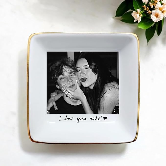 Custom Photo Ring Dish, Personalized Couple Portrait Picture Trinket Tray, Engagement Ring Dish, Wedding Jewelry Tray Keepsake Valentines Gift for Her Him Wife Husband