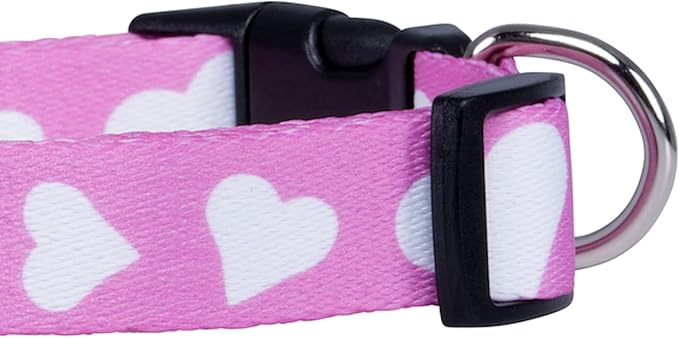 Native Pup Valentine’s Dog Collar- Valentines Day Pet Collars- Valentine Girly Hearts- Pink Red Heart- Cute Boy Girl Puppy Gift- Adjustable for Small, Medium, Large Breeds (Pink Heart, Large)