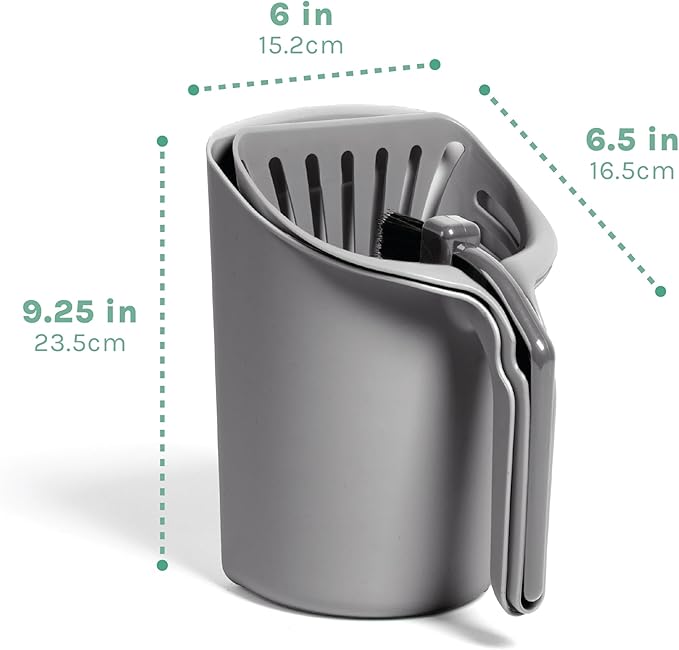 Kitty City Infinity Cat Litter Scoop with Holder – Non-Stick Aluminum Litter Sifter & Deep Shovel, Ergonomic Handle, Easy Clean Poop Scooper for Cats