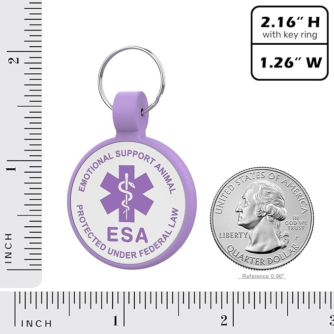 ESA Dog Tag, QR Code Dog Tag, Modifiable Free Pet Online Profile, Scannable QR Code, Scan QR Send Instant Location Alert Email, Silicone Lightweight ID Tag for Dog and Cat (Purple, Regular)