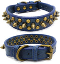 Spiked Dog Collar Soft Pu Leather Mushrooms Rivet Spike Studded Puppy Adjustable Pet Collars for Small Breeds (L, Blue1)