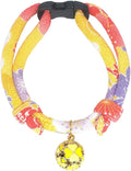 PetSoKoo Four-Leaf Clover Cat Collar with Bell Breakaway Buckle. Japanese Chirimen,Cute Kitten Collar for Girl Boy Cat