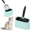 Heavy-Duty Cat Litter Scoop with Holder, Metal Cat Scooper and Detachable Trash Can,Aluminum Kitty Poop Shovel Captures All Clumps,Speed Sifter Litter Box Scooper and Caddy with Lid(Green)