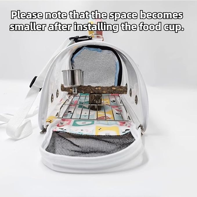 Bird Carrier Bag Bird Travel Cage with Indestructible Stainless Steel Mesh, Feeder Cups and Stand Perch, Portable Bird Travel Bag, Pet Transparent Breathable Travel Cage (Colorful,Small)