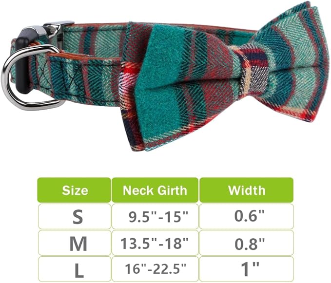 Faleela Cute Soft Girl Christmas Dog Collar with Bow, Bowtie Dog Collar for Boy,Detachable Adjustable Collar for Small Medium Large Pet