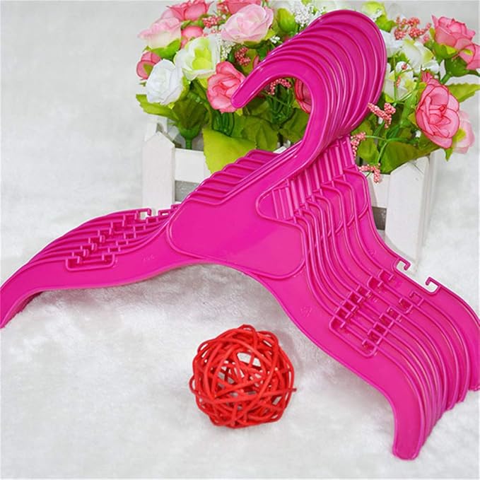 Pet Clothing Hanger, 10PCS Plastic Anti-Skid Dog Puppy Cat Clothes Clothing Rack for Small Animals (Pink, S