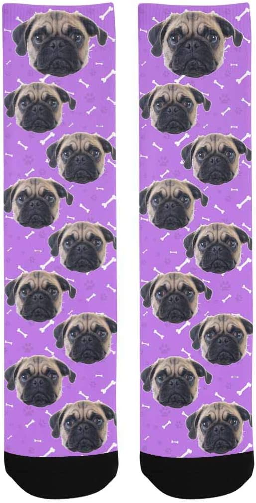 Custom Face Socks, Personalized Dog Lover Pet Photo Picture on Socks Unisex Athletic Crew Socks for Men Women