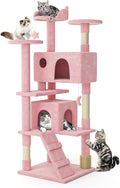 MoNiBloom 70 Inch Cat Tree Tower for Indoor Cats Large Adults, Tall Cat Tower with Scratching Post, Multi-Level Furniture Activity Center with Cat Condo Pet Play House, Soft Pink