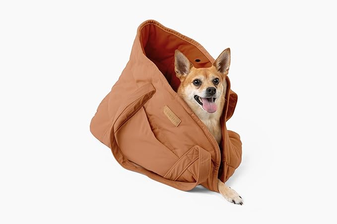Plush Dog Purse Carrier for Small Dogs, Soft Dog Tote Bag with Safety Harness Clip, Cozy Pet Carrier for Dogs Under 15 lbs, Comfortable Dog Shoulder Carrier for Travel, Brown