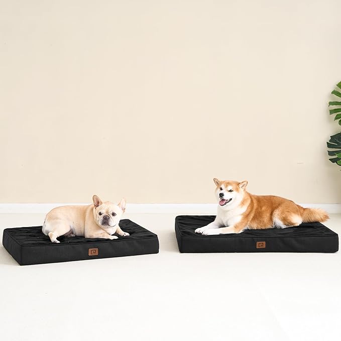 EHEYCIGA Waterproof Dog Bed Orthopedic 35"x23", Memory Foam Pet Bed for Larged Size Dogs, Washable Pet Mat with Removable Cover, Black