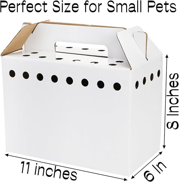 Coloch 20 Pack Cardboard Pet Carrier for Small Pets, 11x8x6 Inches Disposable Pet Transport Box for Pullets, Fowls, Hamsters, Gerbils, Reptiles, Guinea Pigs