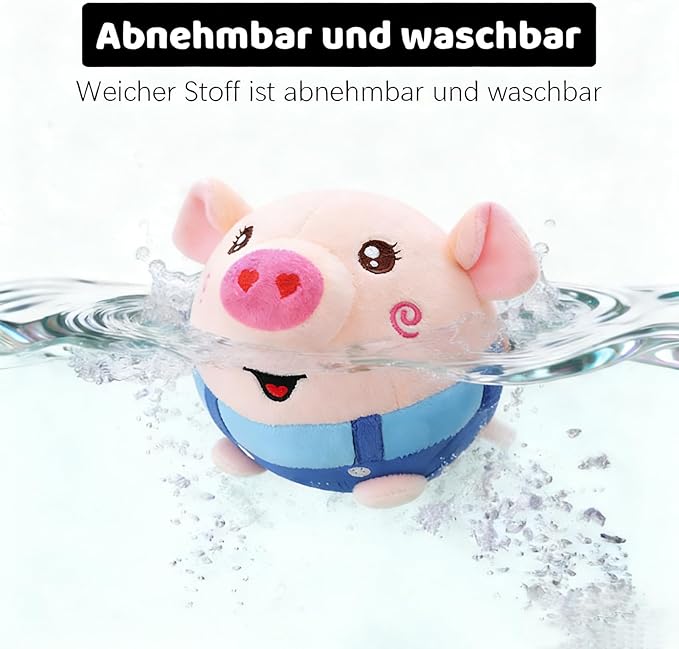 Interactive Dog Toys,Active Moving Pet Plush Toy with Recording and Music Modes, Jumping Squeaky Song shaking Interactive Dog Ball,Rechargeable Dog Toys to Keep Them Busy,Plush Pet Toy(Smile Blue Pig)
