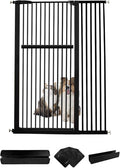Lumizone Extra Tall Pet Gate 55.12" High Pressure Mounted 42.52"-46.64" Extra Wide (9 Sizes) 1.37" Gap for Cat Dog Stairs Doorway Hallway No Drilling Auto-Close (42.52"-46.64" W, Black)