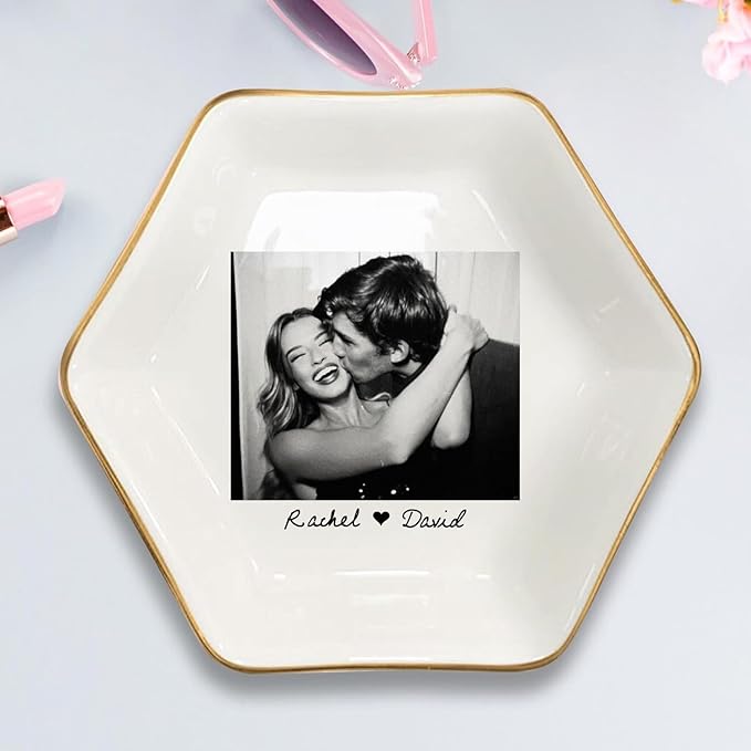 Custom Photo Ring Dish, Personalized Couple Portrait Picture Trinket Tray, Engagement Ring Dish, Wedding Jewelry Tray Keepsake Valentines Gift for Her Him Wife Husband