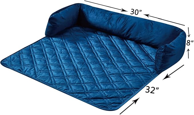 Brilliant Sunshine Premium Calming Dog Bed Mat, Silky Velvet, Removable Washable Cover, Cushion Protector and Couch Covers for Dogs, Pets, Cats, Medium, Dark Blue