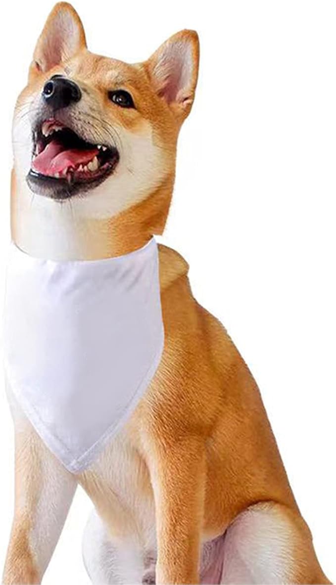 24 Pieces Sublimation Pet Bandanas White Heat Transfer Triangle Dog Scarf Blank Big Washable DIY Polyester Dog Bibs Kerchief Apparel Accessories for Dogs Puppy Cats (White-24Pack)
