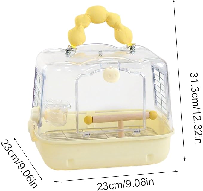 Bird Travel Cage – 12.32x9.06x9.17 inch Transparent Parrot Carry Bag | Bird Travel Carrier – Portable Pet Transport for Outdoor Walk Adventure Cockatiels Budgies Parakeets