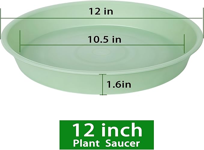 2 Pack of Bird Bath Bowl 12", 1.6" Depth, 10 12 inch Birdbath Bowls Dish Only for The Garden, Large Plant Saucer (12", Light Green)