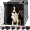 GORILLA GRIP Dog Crate Covers compatible with Amazon Basics Dog Crates, All Sides Open, Privacy Cover Fits 36" Wire Kennel, Breathable Mesh Windows, Light Reducing Puppy Training Cage Topper, Gray Paw