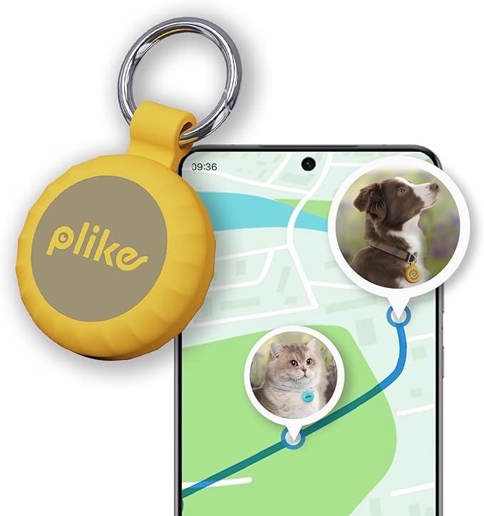 Plike Tracker for Dogs & Cats, Mini GPS Pet Tracker with Silicone Cover, with Apple Find My App (iOS Only), Real-time Positioning and Smart Alarm Pet Tracker, No Monthly Fee and Subscription