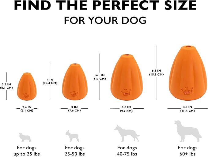 Chew King by Mammoth Premium Treat Dispensing Dog Toy, Durable Natural Rubber Chew Toy with Bacon Flavor, Safety Air Vent, Interactive Enrichment Toy for Aggressive Chewers, XL - Orange