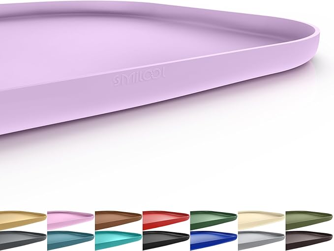 Silicone Pet Food Mat with Raised Edge for Food and Water Bowl, Dog Feeding Mats, Cat Food Trays for Floor Waterproof, Rubber Tray for Dogs and Cats, 19 x 12 x 0.7 Lavender
