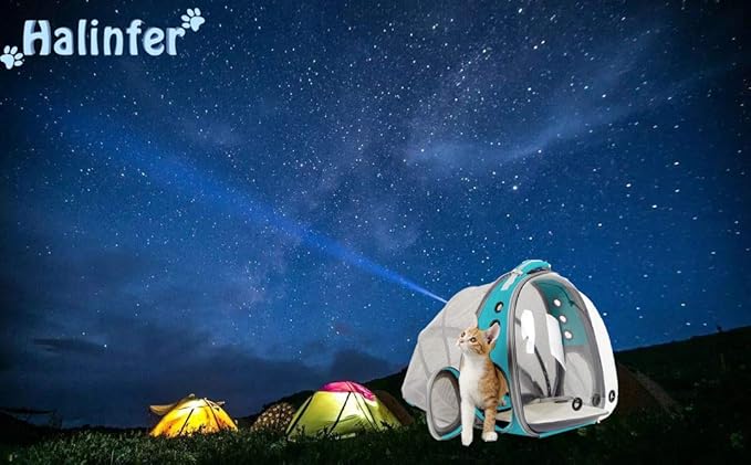 Cat Travel Backpack with Fan, Fit up to 12 lbs, Space Capsule Astronaut Clear Bubble Window Pet Backpack for Kitten and Small Puppy Green